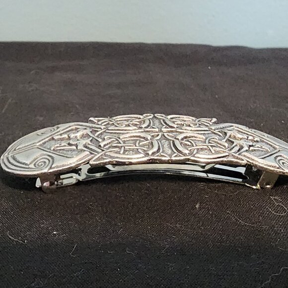 Oberon Design Celtic Peacock Silver Hair Barrette - Picture 4 of 11